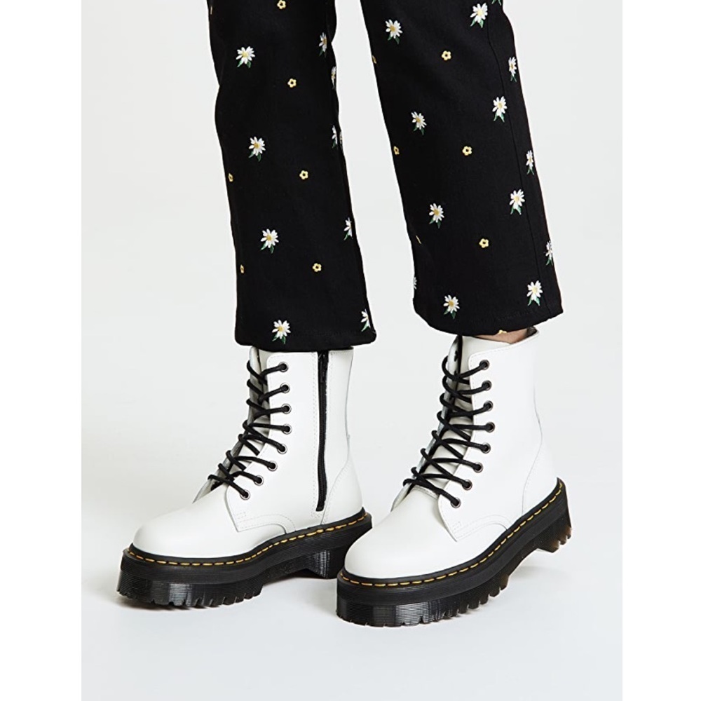 Dr. Martens Jadon Platform Boots White Smooth Leather